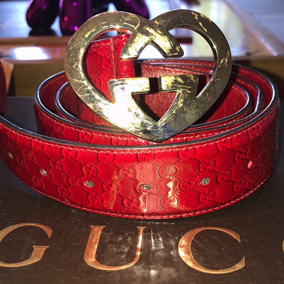 Gucci Accessories - Red patent leather Gucci heart belt